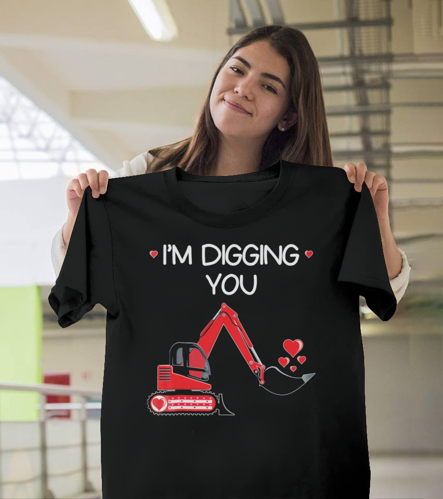 I'm Digging You Valentine Kids Tractor With Hearts T-Shirt