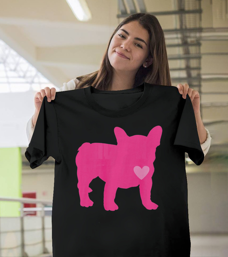 Ition Frenchie Pink Heart Valentine T-Shirt