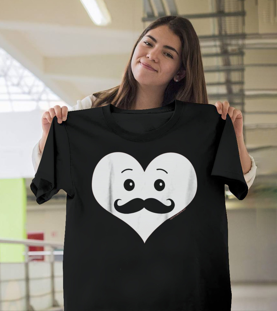 Kids Cute Smiley Heart Mustache Valentine T-Shirt