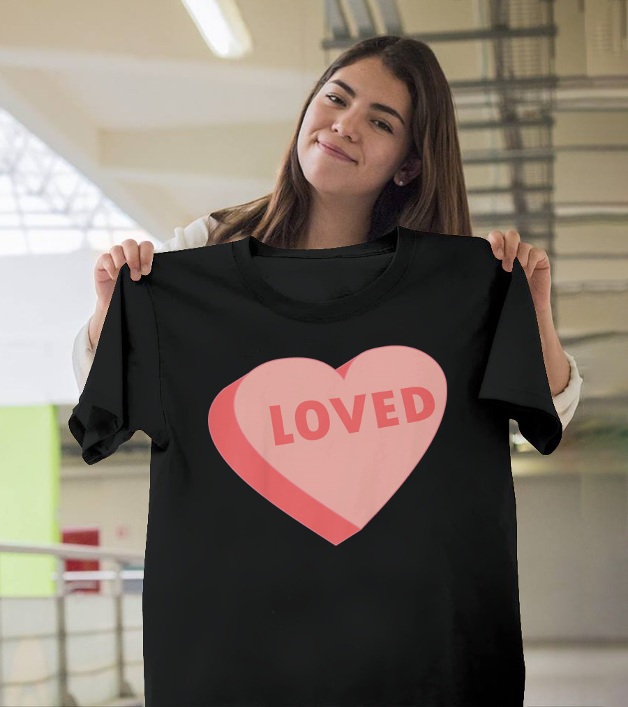Kids Valentines Day Candy Heart Loved T-Shirt