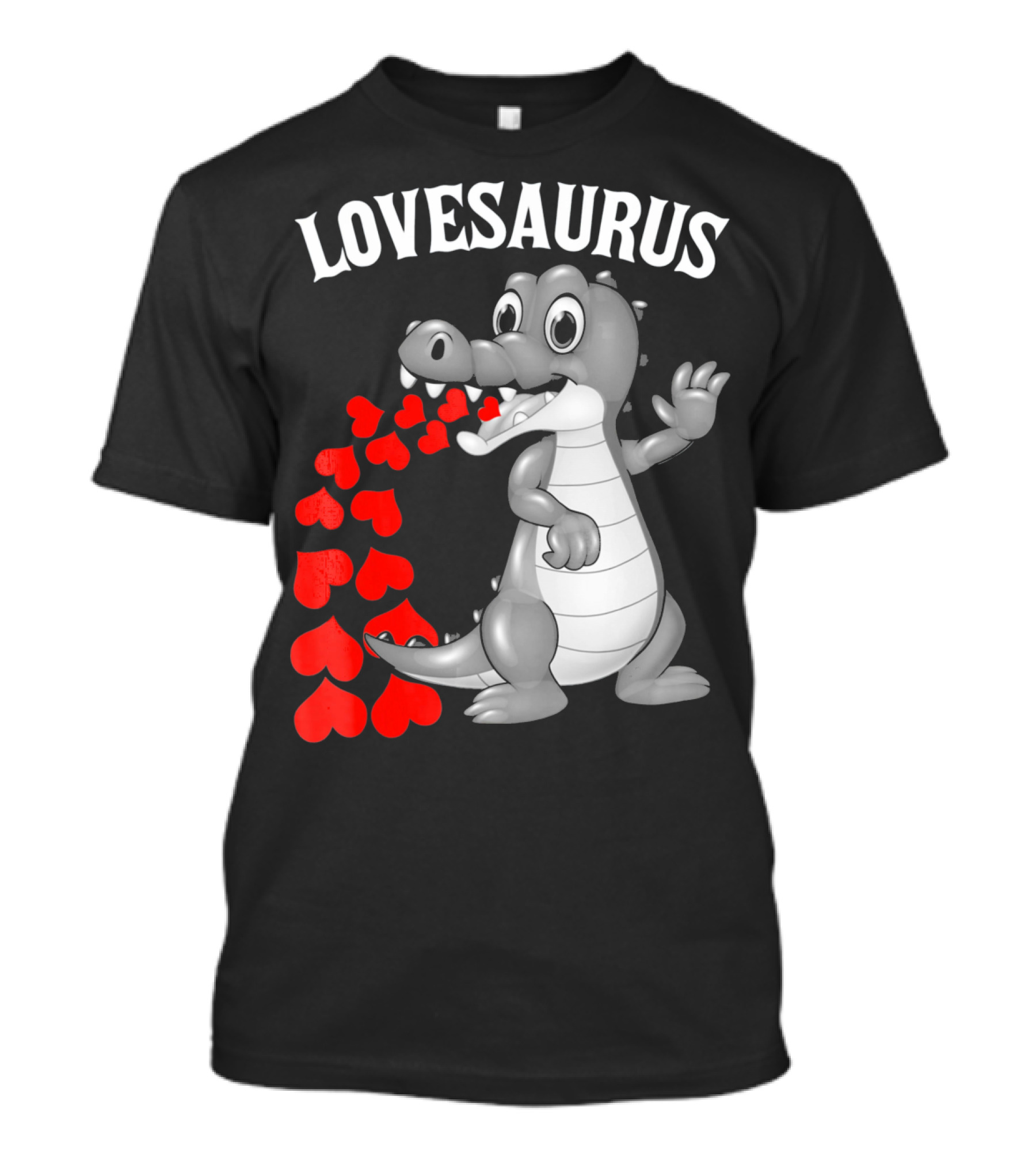 LOVESAURUS Kids Valentines Day Dinosaur Hearts T-Shirt
