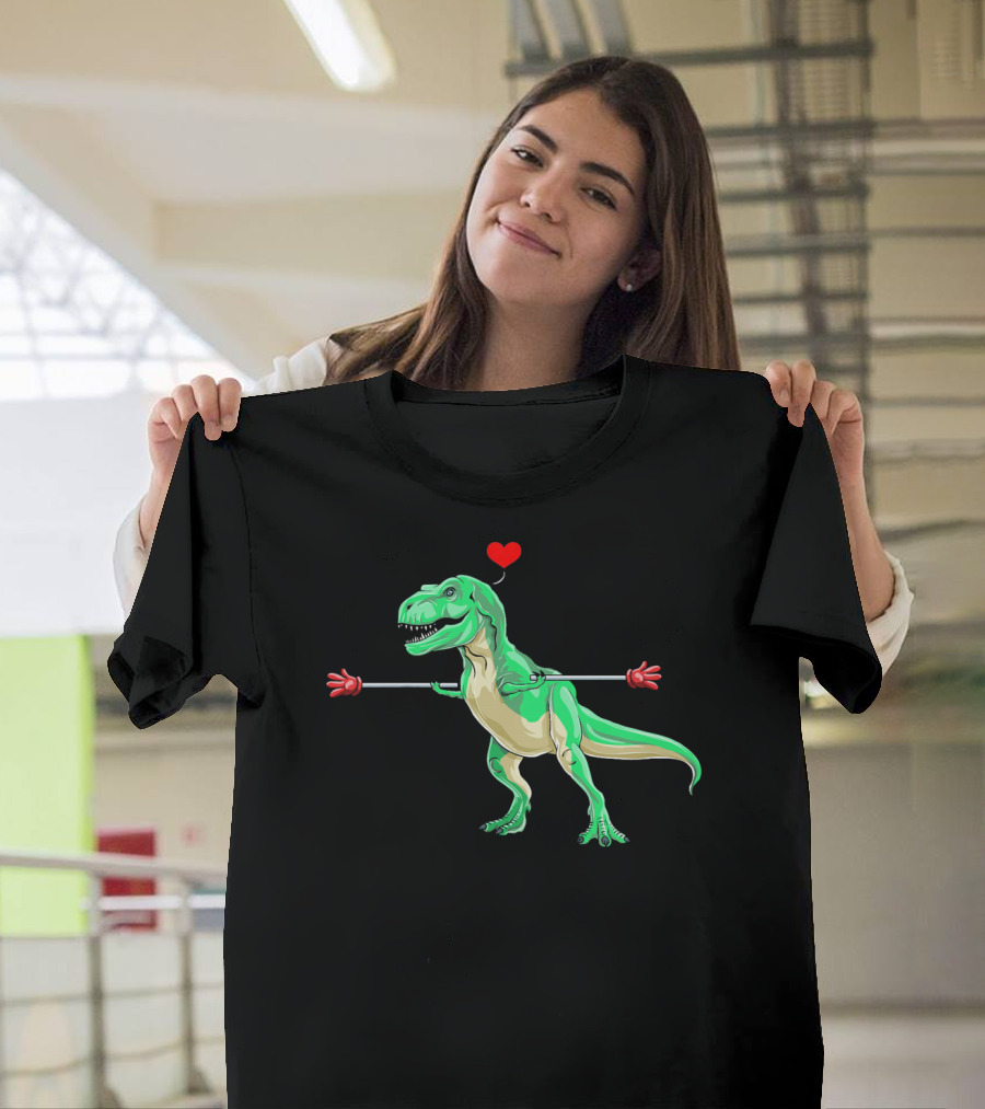 Kids Valentines Day Dinosaur Heart Arms Love T-Shirt