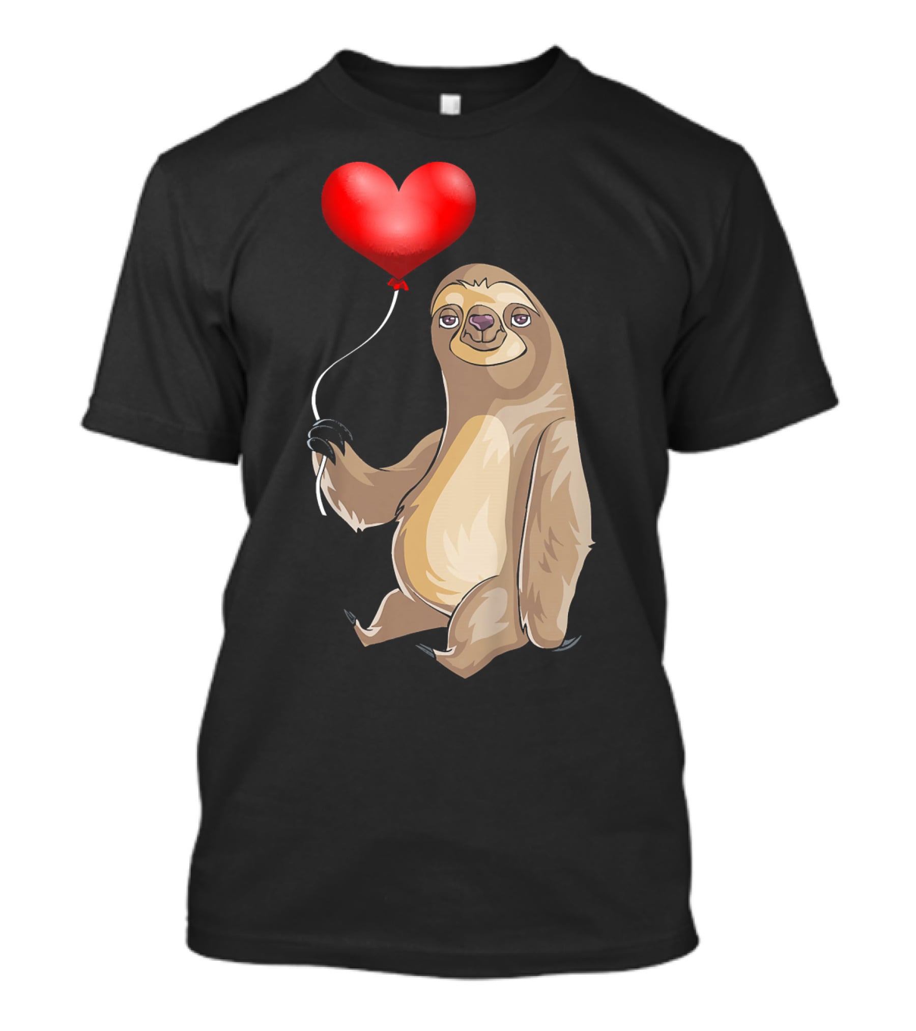 Kids Valentines Day Sloth Holding Heart Balloon T-Shirt