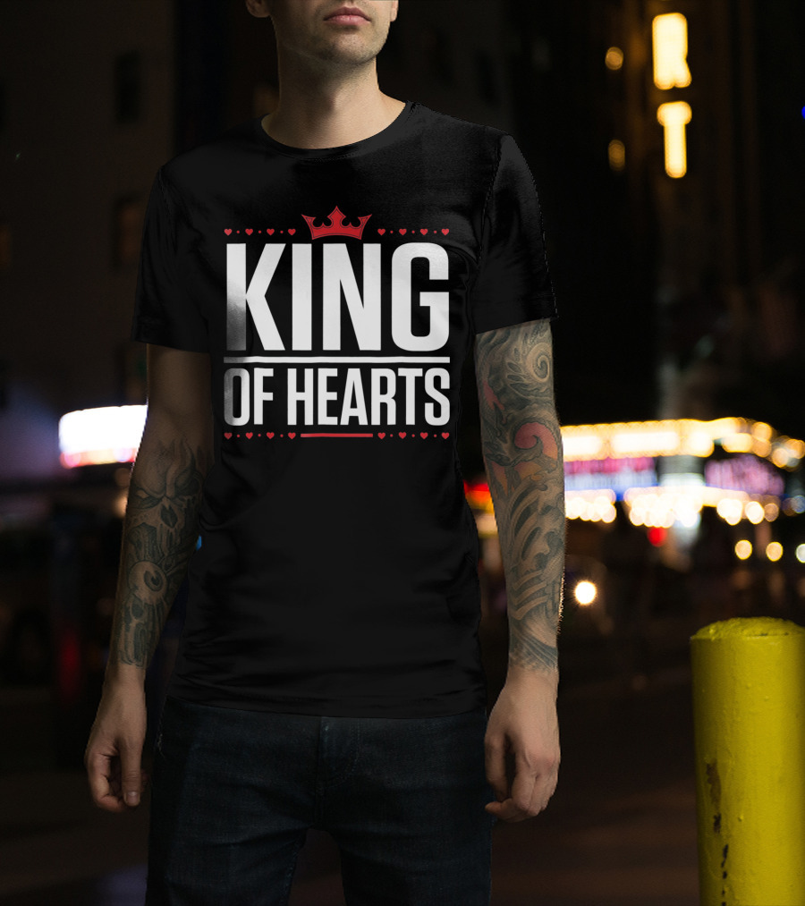 King Of Hearts Valentine's Day Crown And Hearts T-Shirt