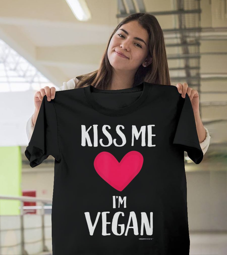 Kiss Me I'm Vegan Heart Valentine's Day Vegandocks T-Shirt