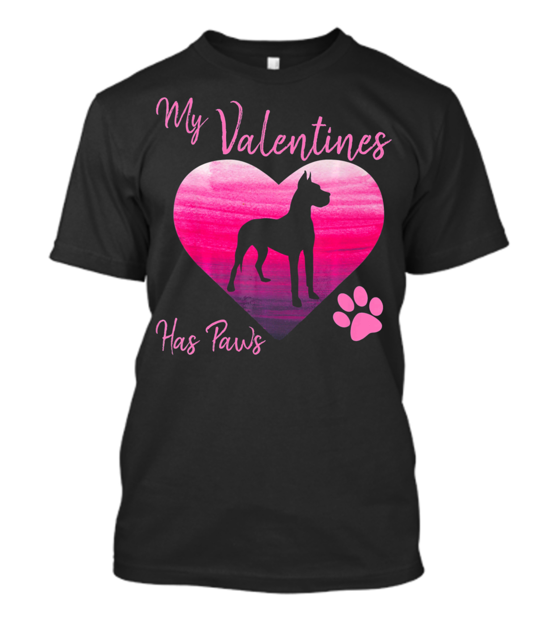 My Valentines Has Paws Great Dane Dog Valentine's Day T-Shirt