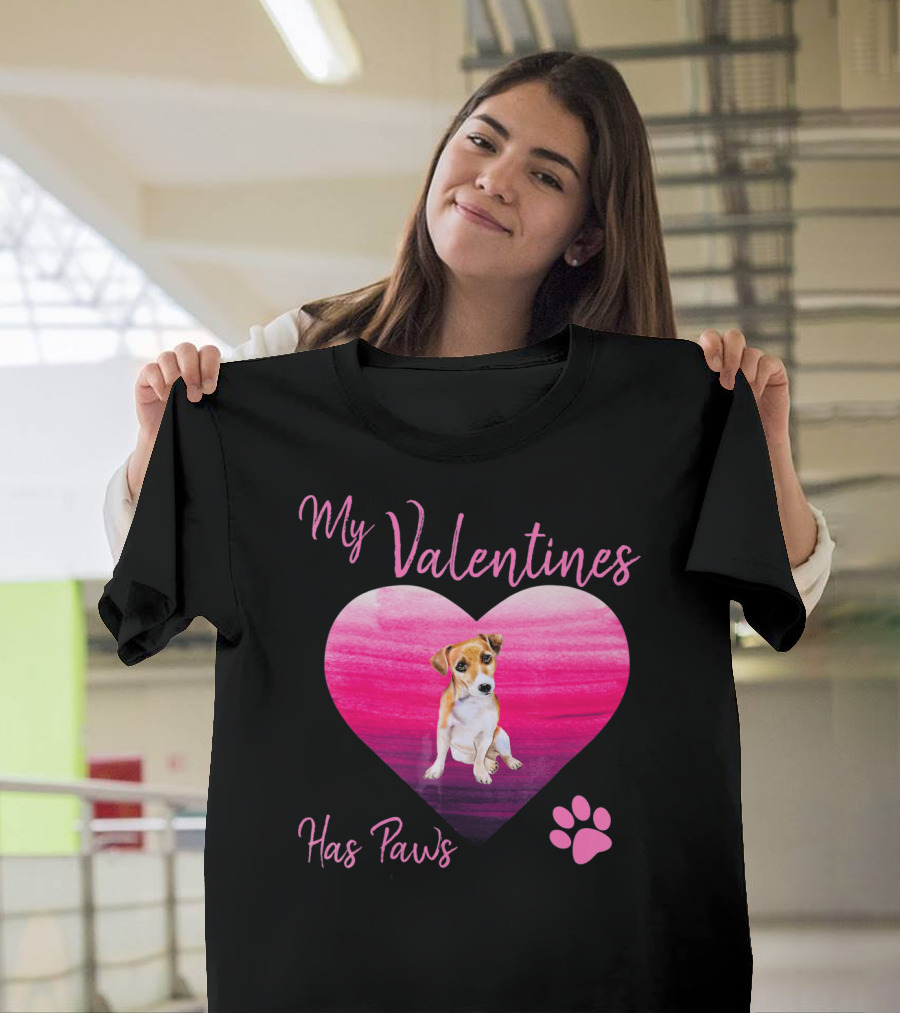 My Valentines Has Paws Jack Russell Terrier Dog Heart Valentine T-Shirt