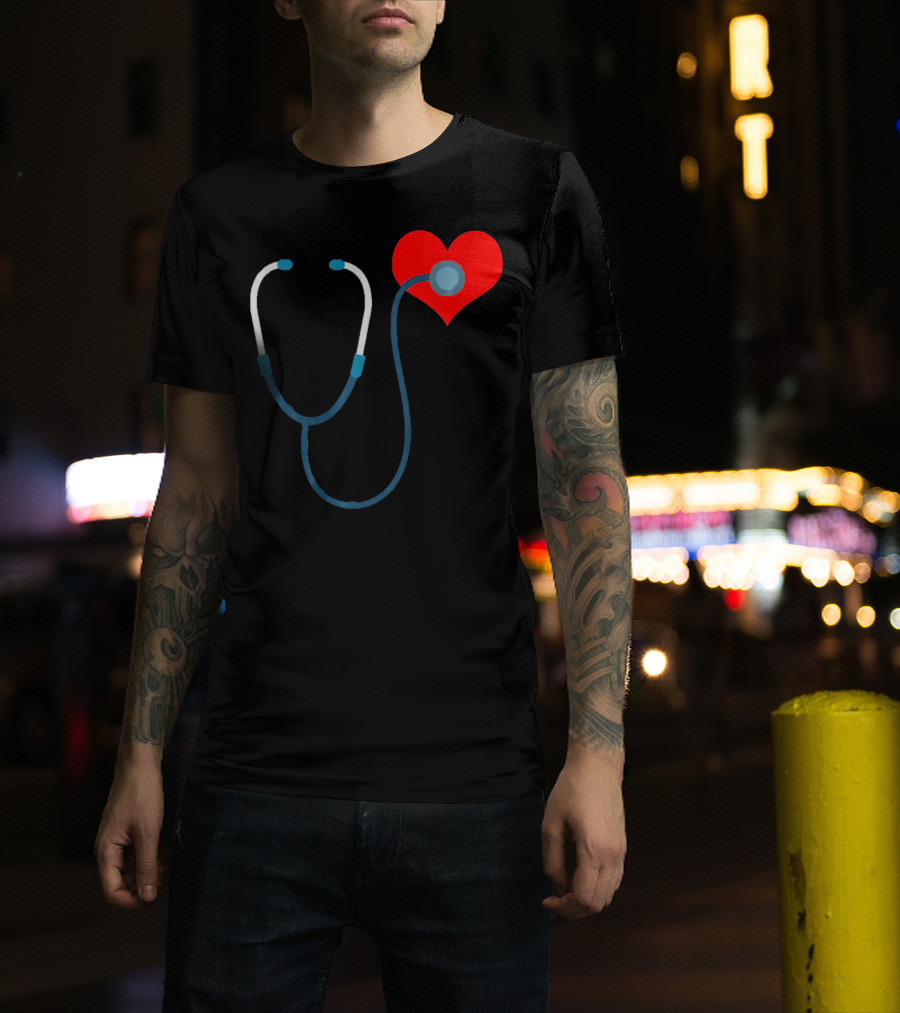 Nurse Valentine's Day Heart Stethoscope T-Shirt