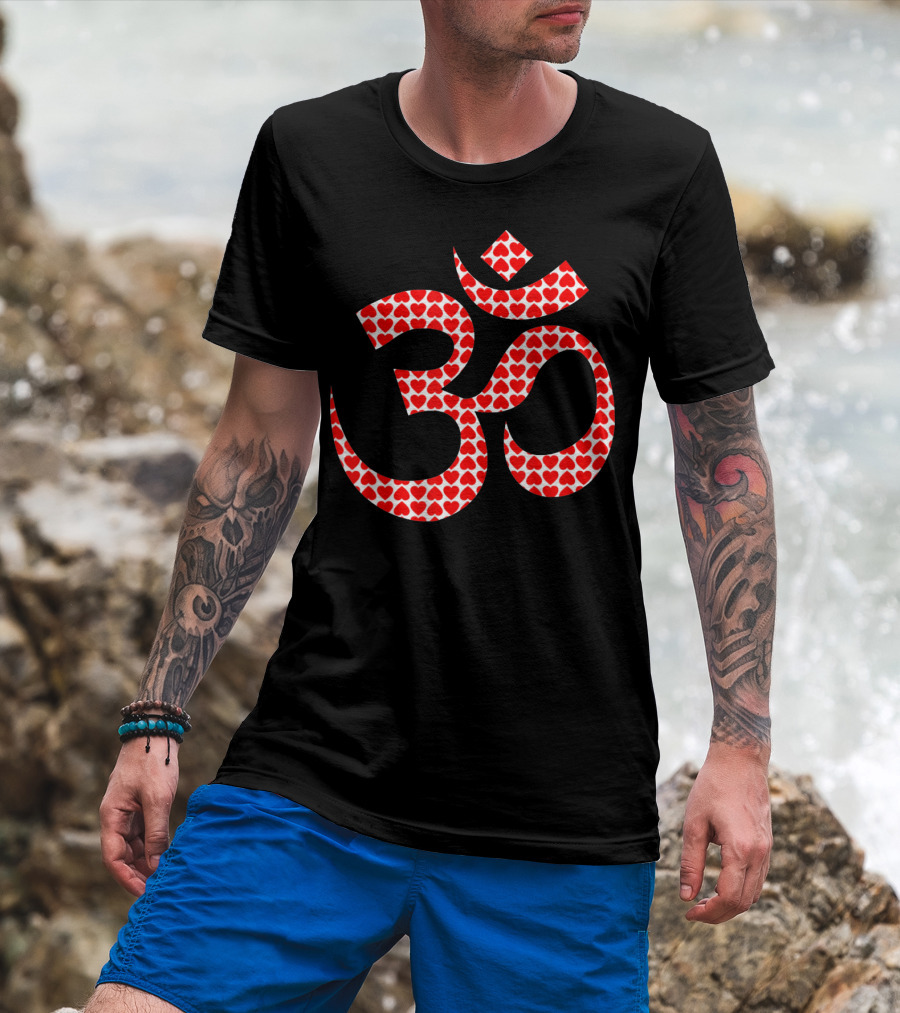 Om Heart Pattern Symbol Yoga T-Shirt
