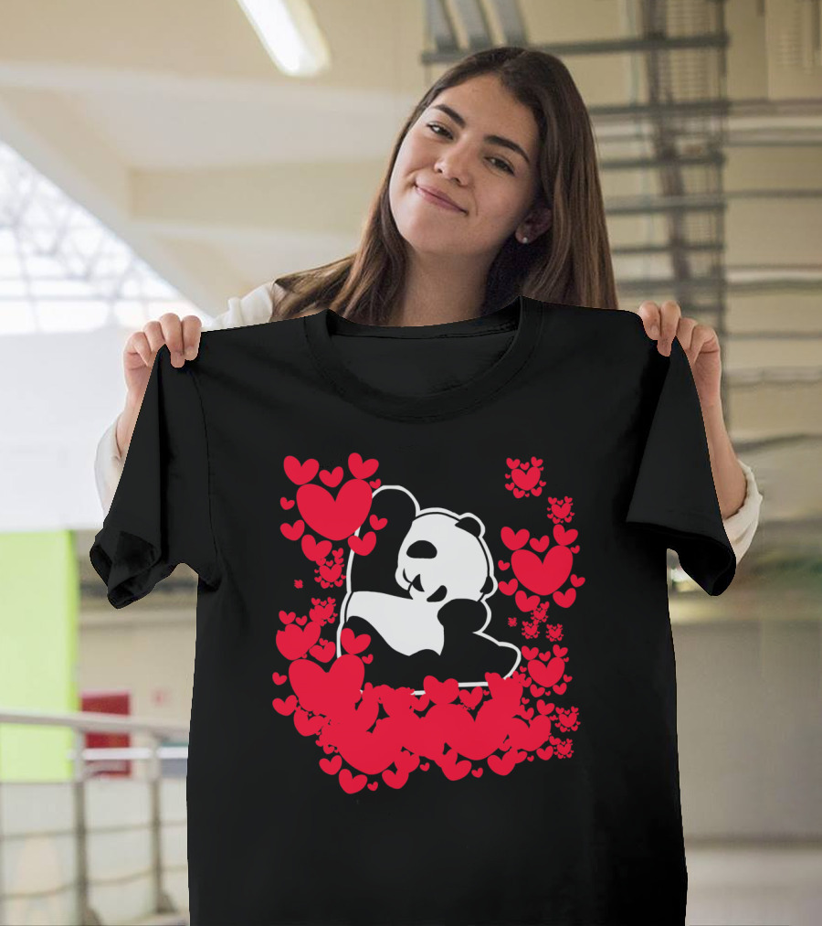 Panda Love Valentines Day Cute Heart Panda Valentines Day T-Shirt