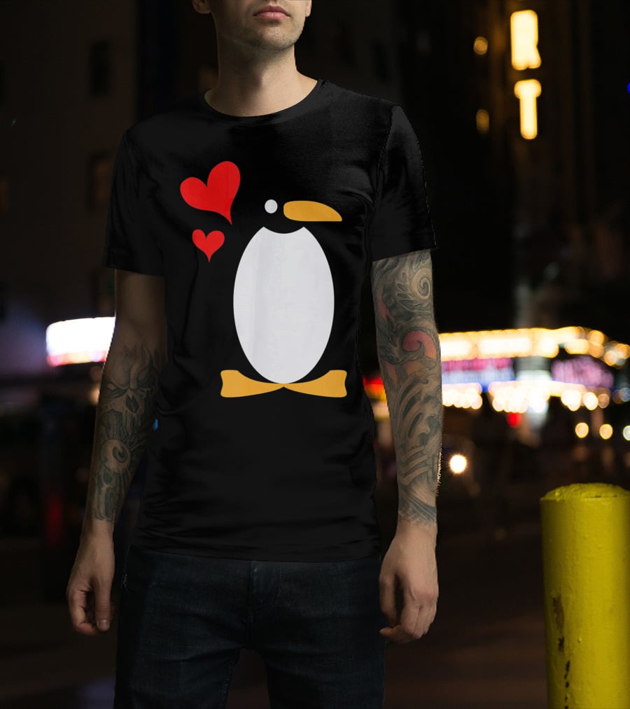 Penguin With Red Hearts T-Shirt