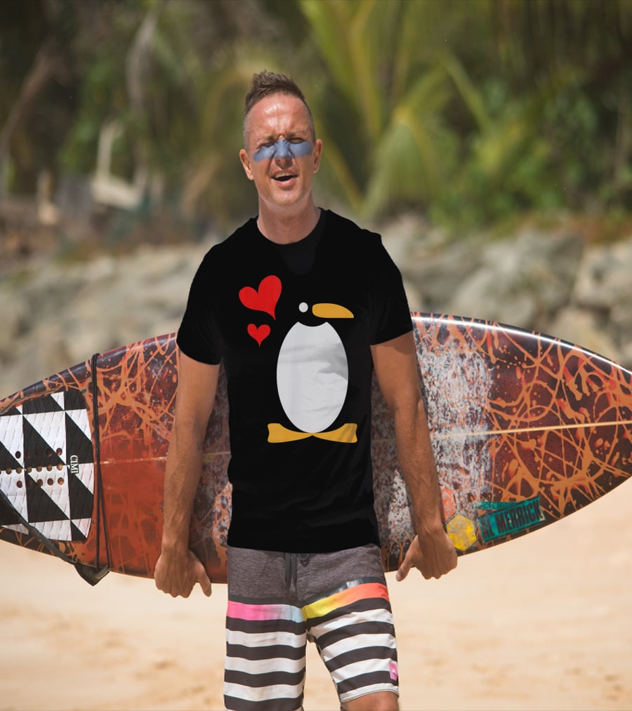 Penguin With Red Hearts T-Shirt