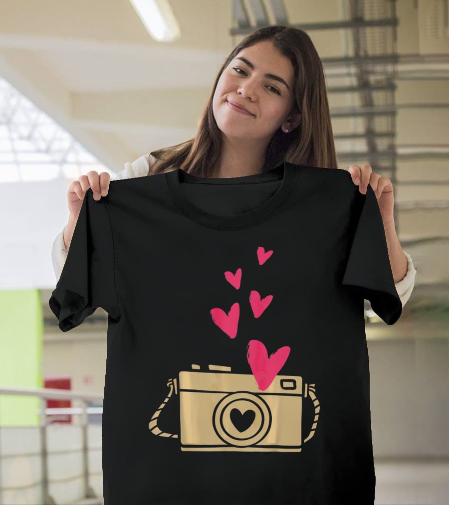 Love Camera Hearts Valentine's Day Photographers T-Shirt