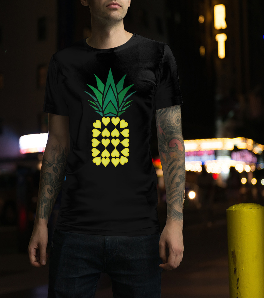 Pineapple Heart Pattern Valentine Day T-Shirt