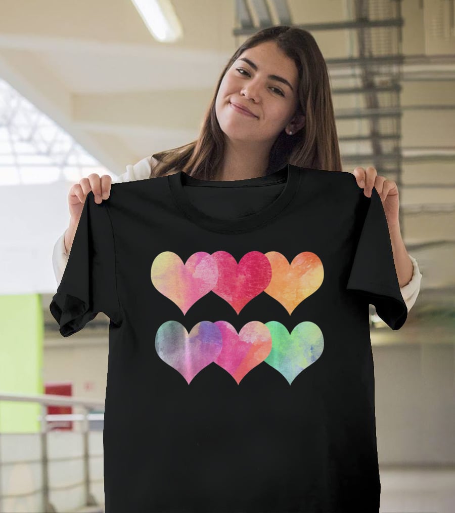 Adorable Pastel Hearts Valentines Day Love T-Shirt