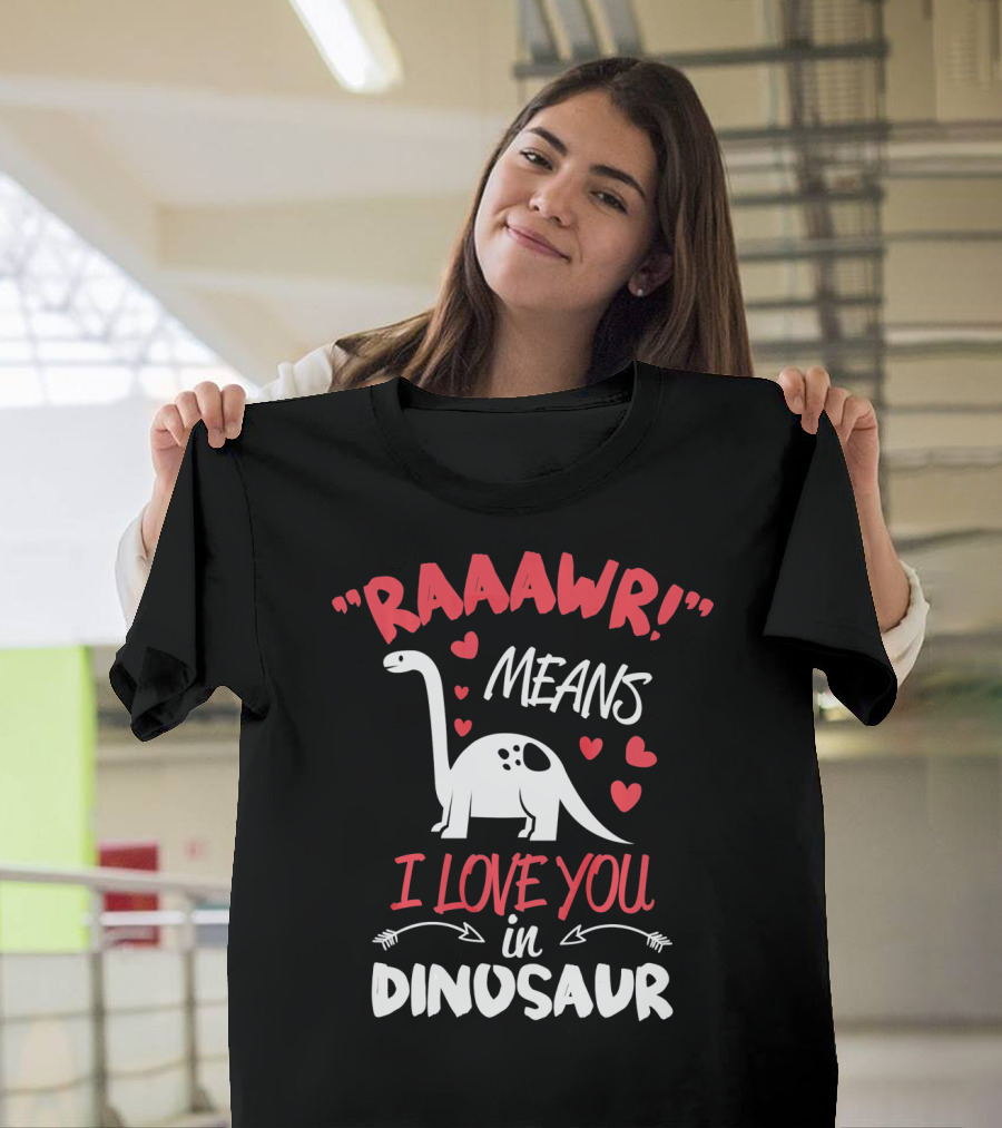 Raawr Means I Love You In Dinosaur Valentine T-Shirt