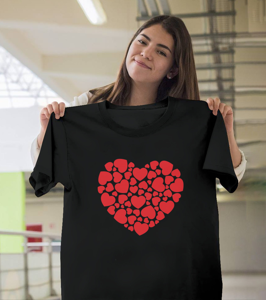 Red Hearts Forming Love Shape Valentine T-Shirt