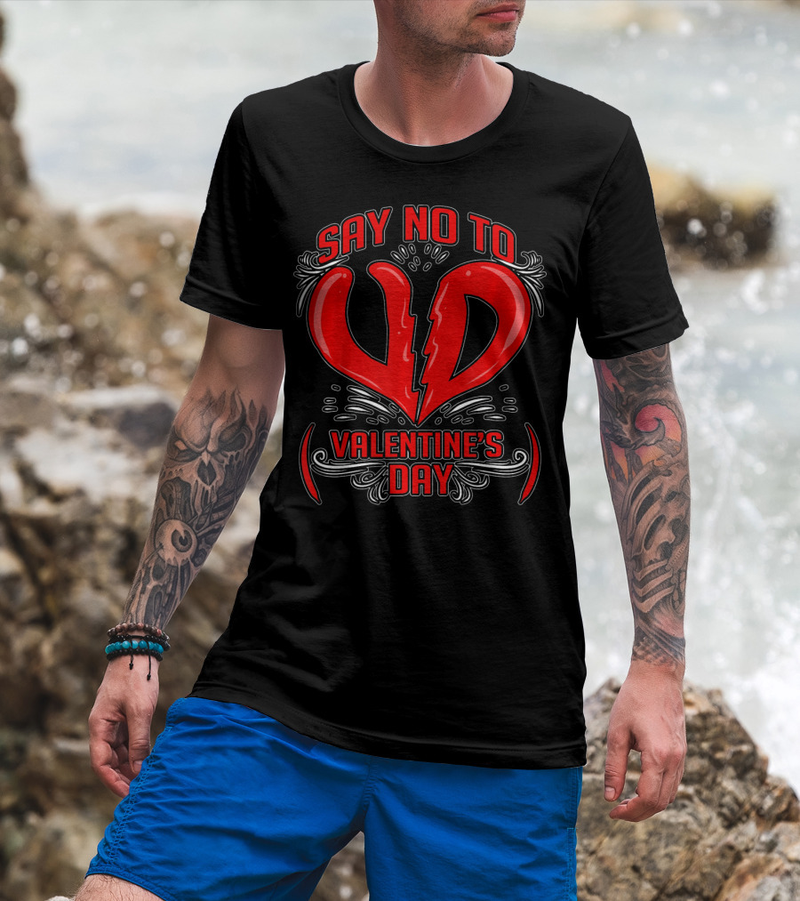Say No To V.D. (Valentine's Day) Anti Val Heart T-Shirt