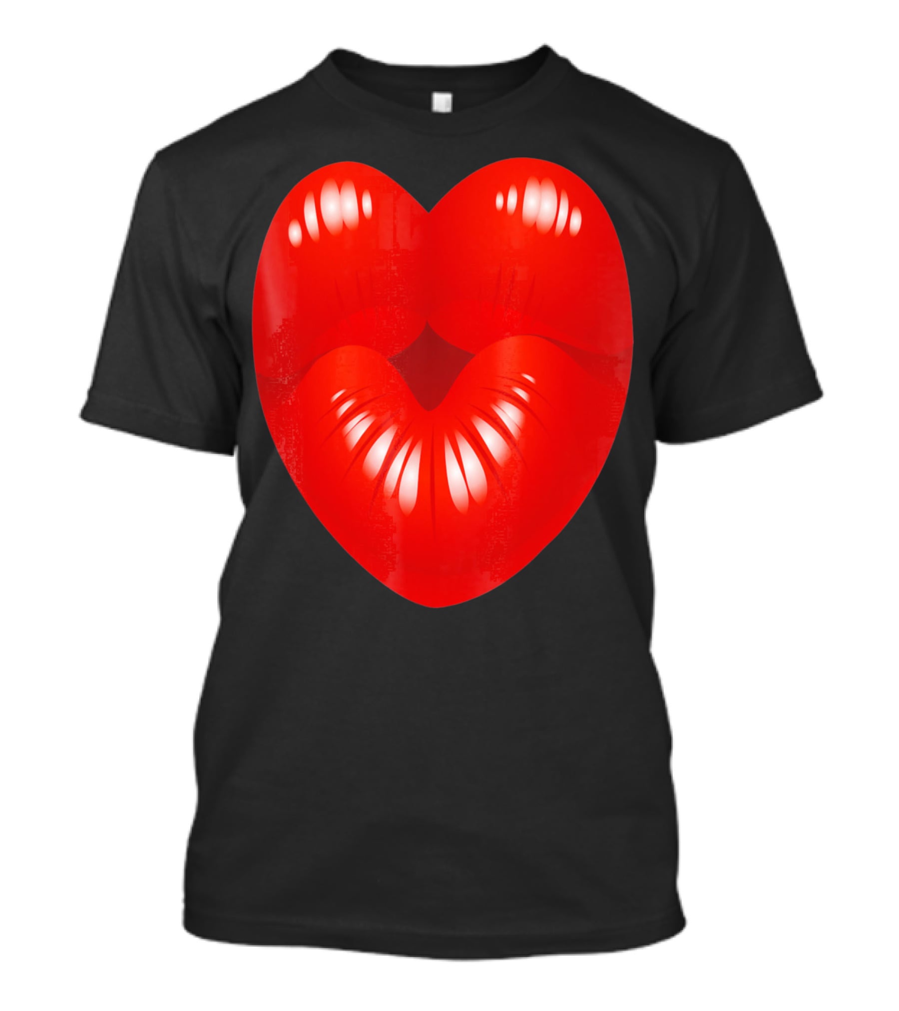 Red Lips Heart Kiss Kisses Valentine T-Shirt