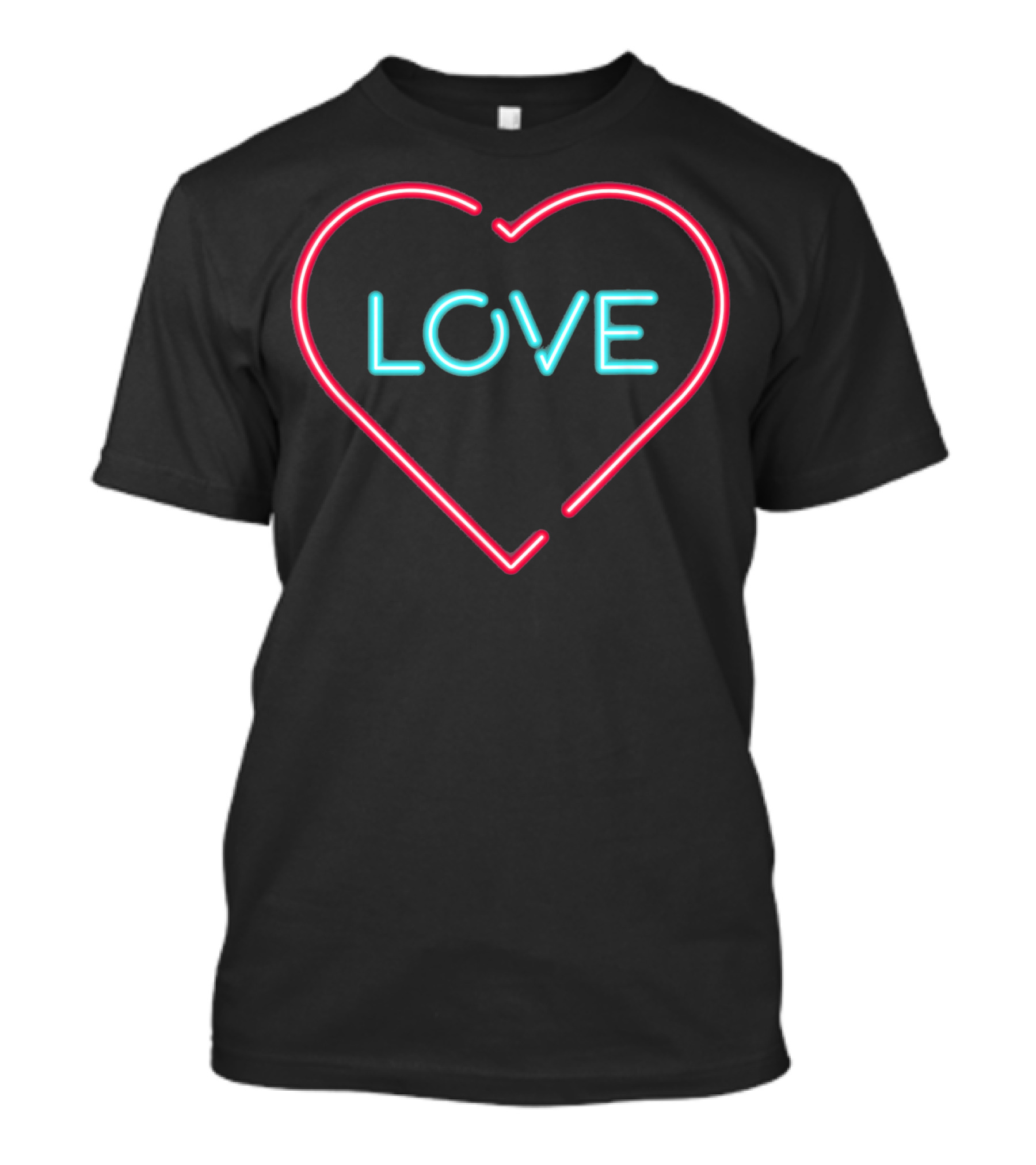 Love Neon Heart Retro Sign 80s Valentines Day Pink T-Shirt