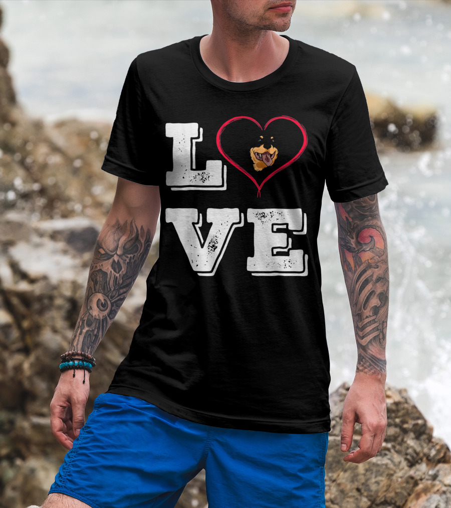 LOVE Rottweiler Lover Dog Heart Face T-Shirt