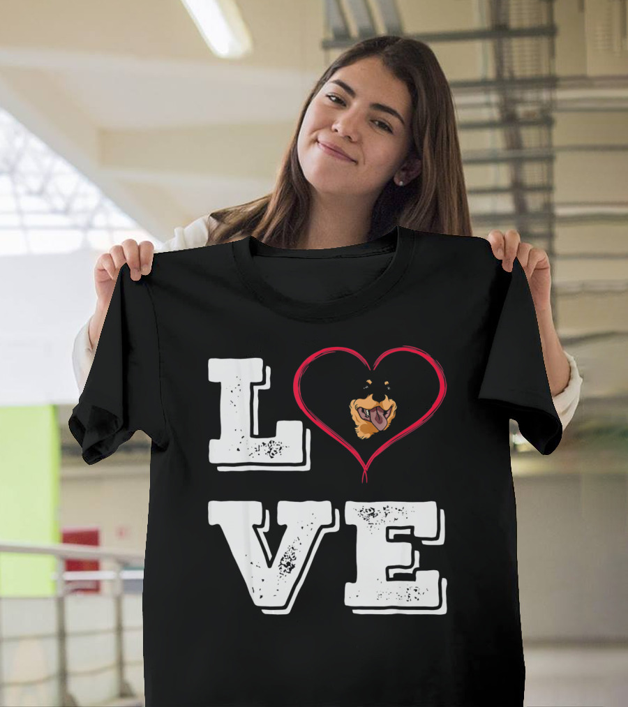 LOVE Rottweiler Lover Dog Heart Face T-Shirt