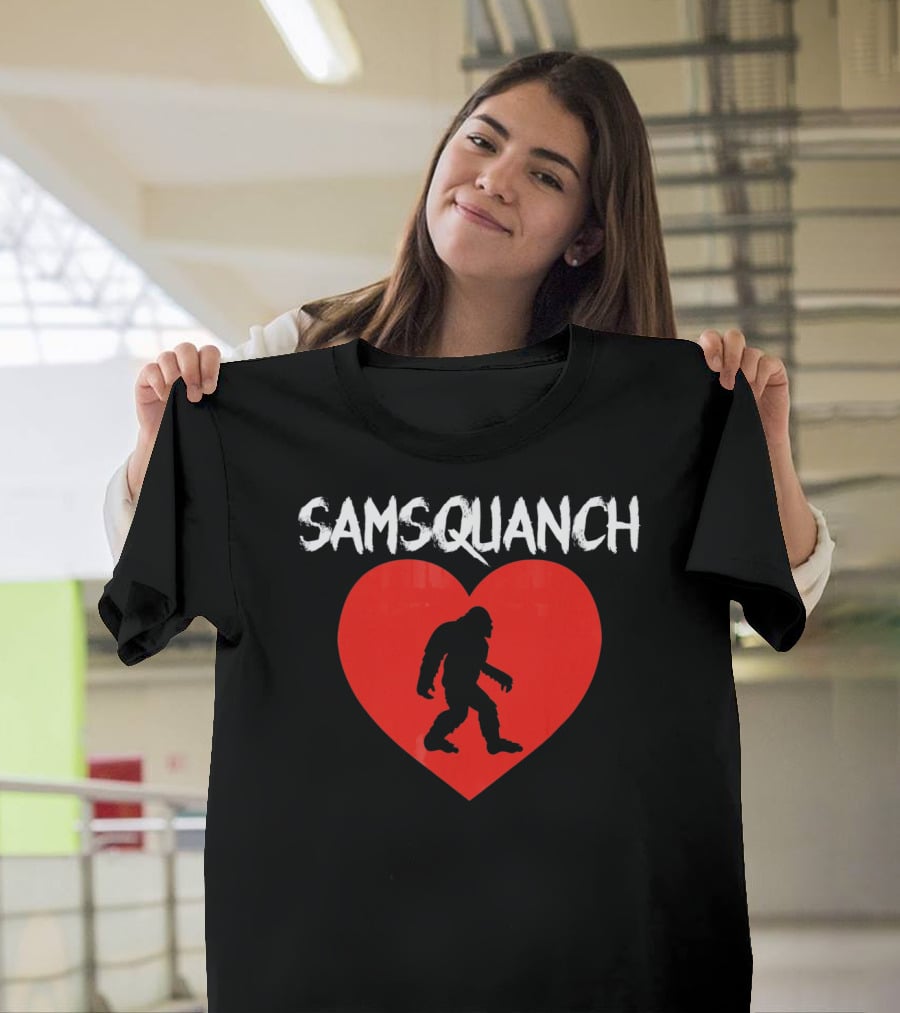 Samsquanch Heart Silhouette Valentines Day T-Shirt