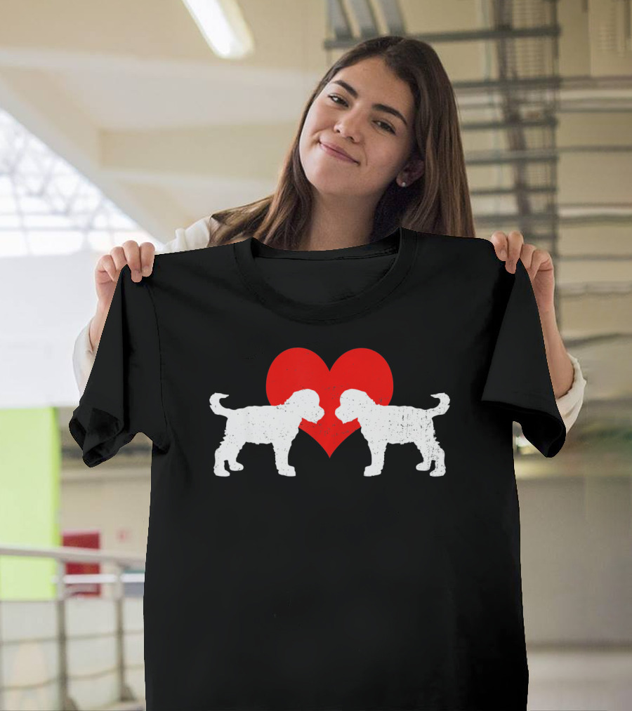 Schnoodle Heart Valentines Red Love Pair T-Shirt