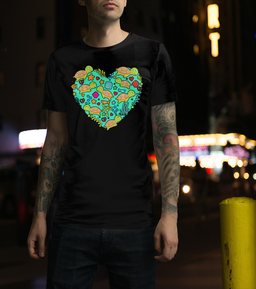 Sea Turtle Heart Valentine's Day T-Shirt