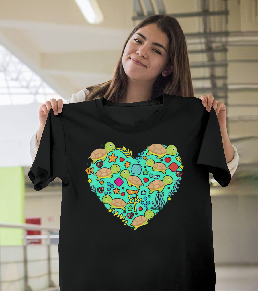 Sea Turtle Heart Valentine's Day T-Shirt