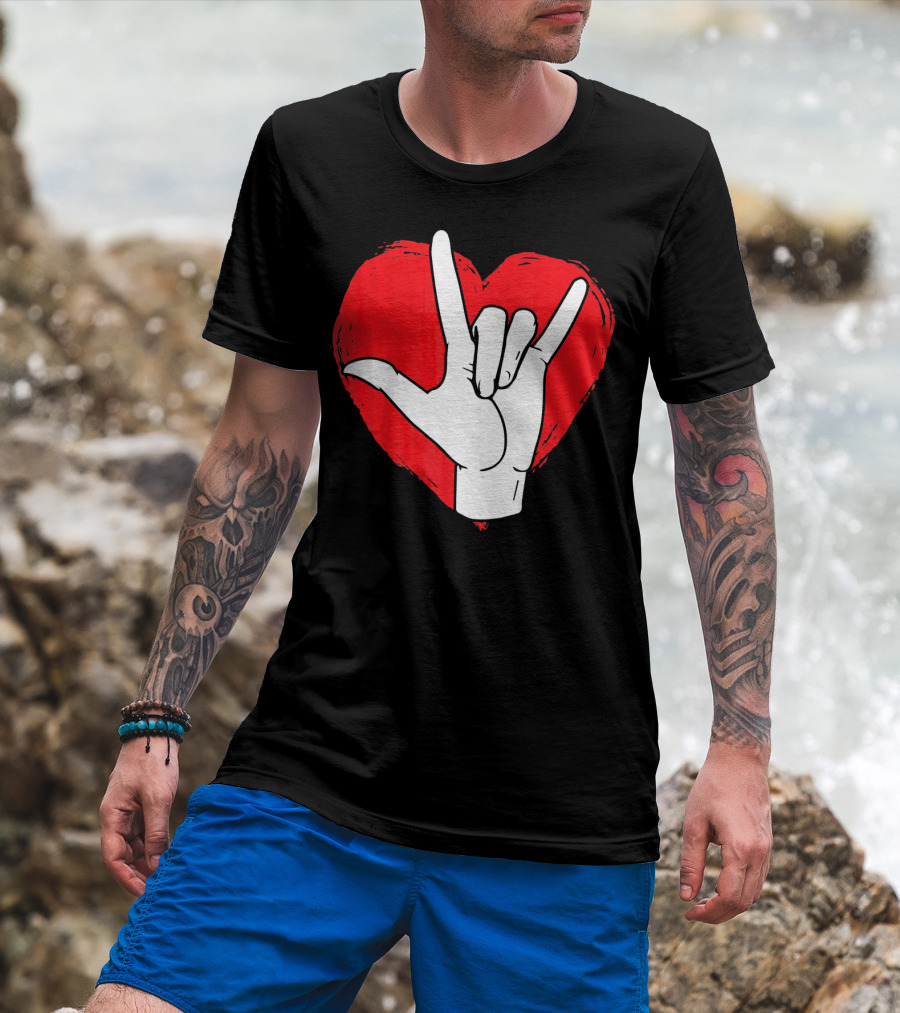 Sign Language I Love You ASL Heart Valentine's Gesture T-Shirt