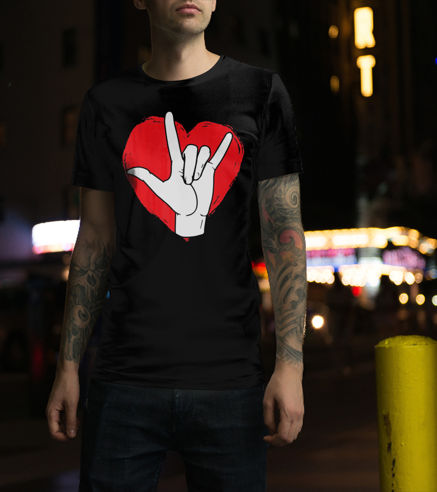 Sign Language I Love You ASL Heart Valentine's Gesture T-Shirt