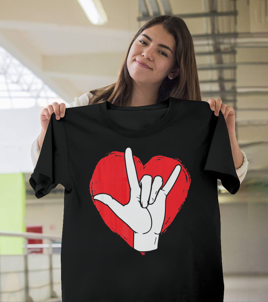 Sign Language I Love You ASL Heart Valentine's Gesture T-Shirt
