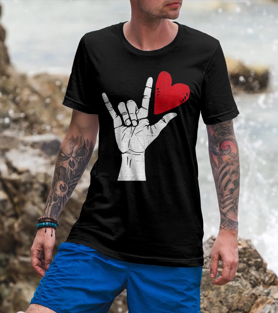 Sign Language I Love You Valentine Heart T-Shirt