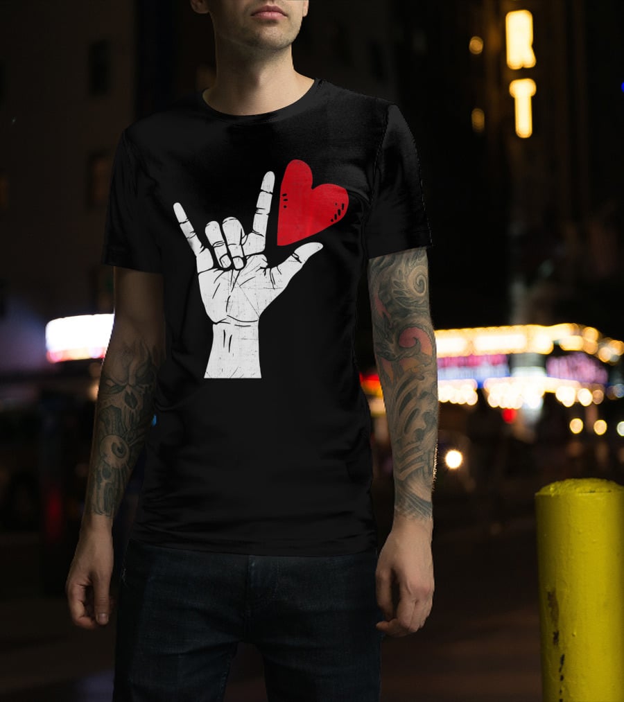 Sign Language I Love You Valentine Heart T-Shirt