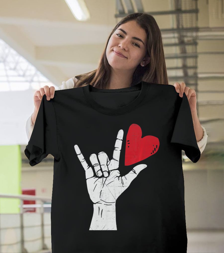 Sign Language I Love You Valentine Heart T-Shirt