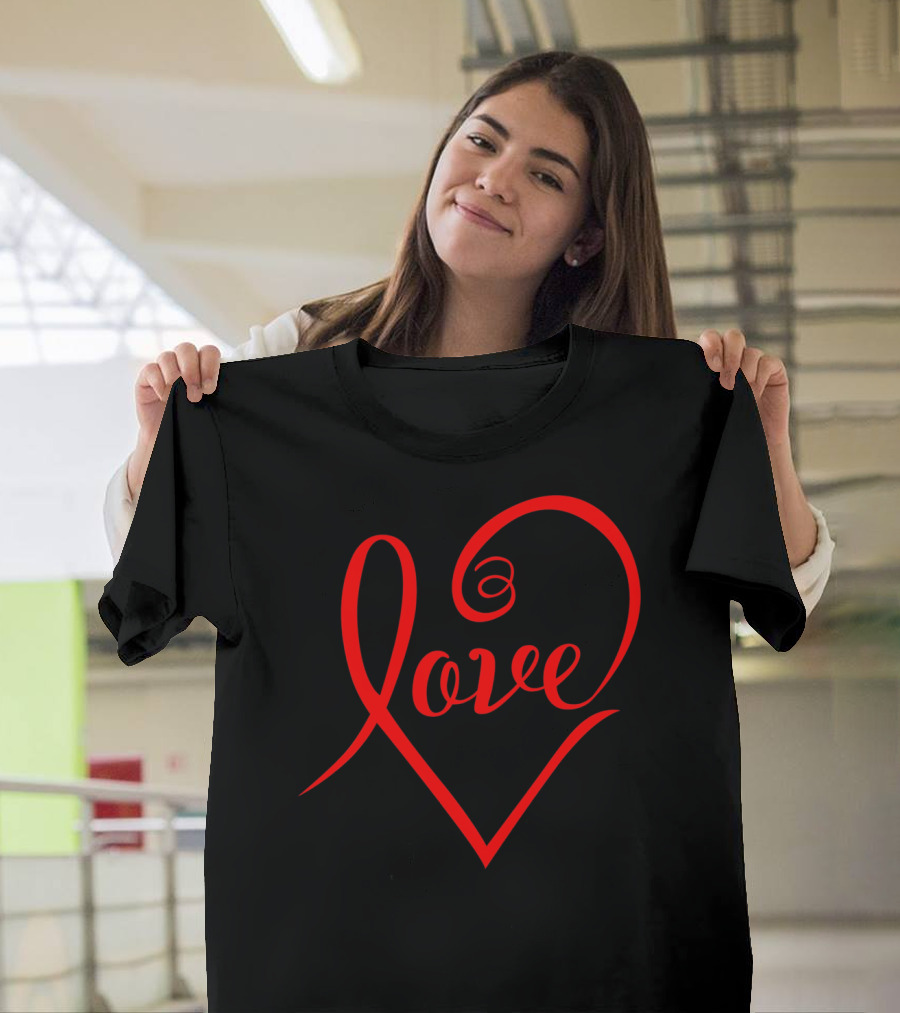 Stylish Heart Shape Love Valentine's Day T-Shirt