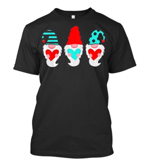 Three Gnomes Holding Hearts Valentine's Day T-Shirt