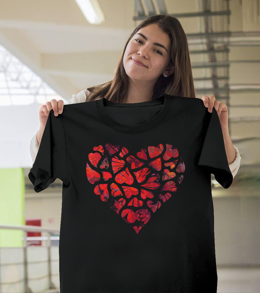 Tie Dye Style Romantic Heart Pattern For Couples T-Shirt
