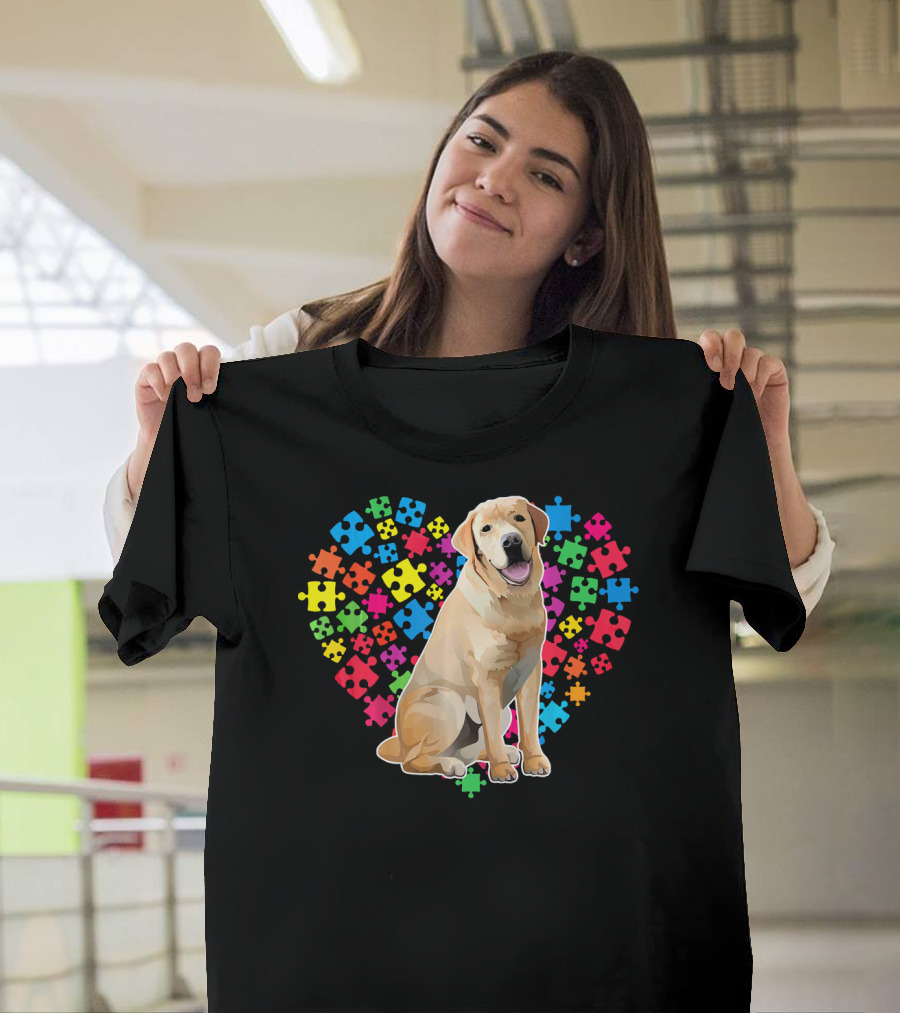 Labrador Dog Heart Puzzle Valentine T-Shirt