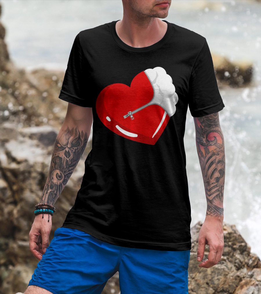 Lacrosse Ball Heart With Zipper Valentines T-Shirt