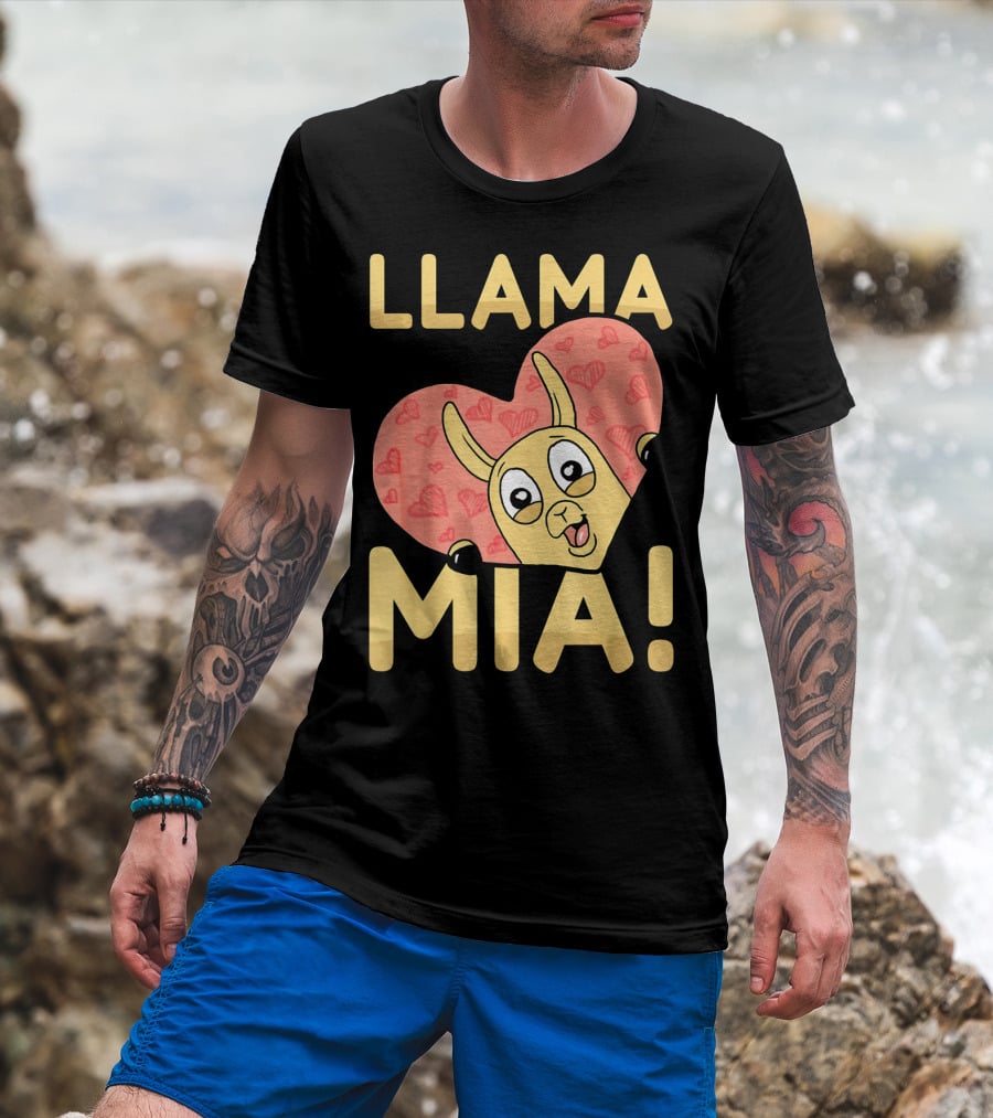 Llama Mia Love Heart Valentine's Day T-Shirt