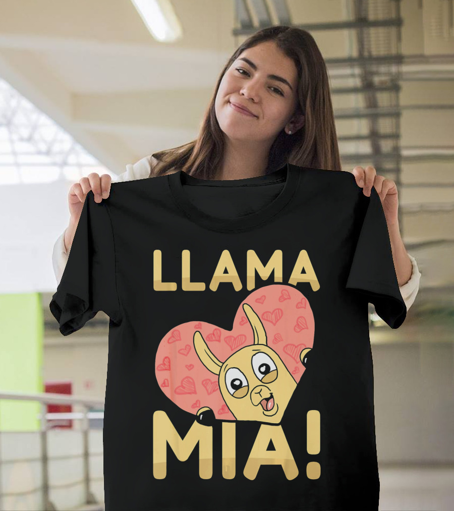 Llama Mia Love Heart Valentine's Day T-Shirt