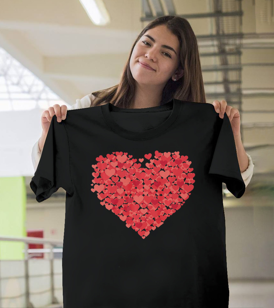 Lots Of Hearts Valentine's Day Heart In Many Shades Of Red T-Shirt