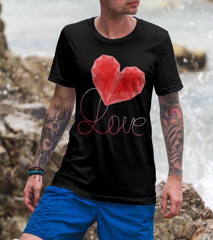 Love Heart Valentin Geometric T-Shirt