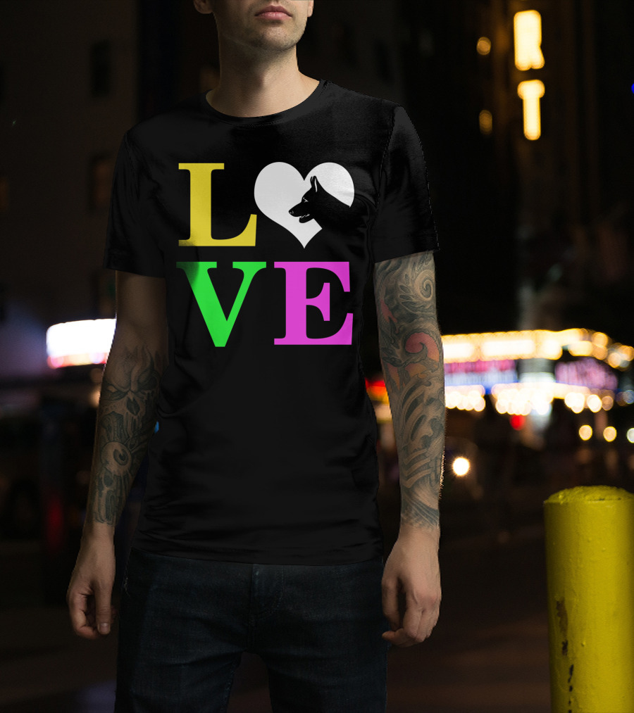 Love German Shepherd Mom Valentines Long Heart T-Shirt