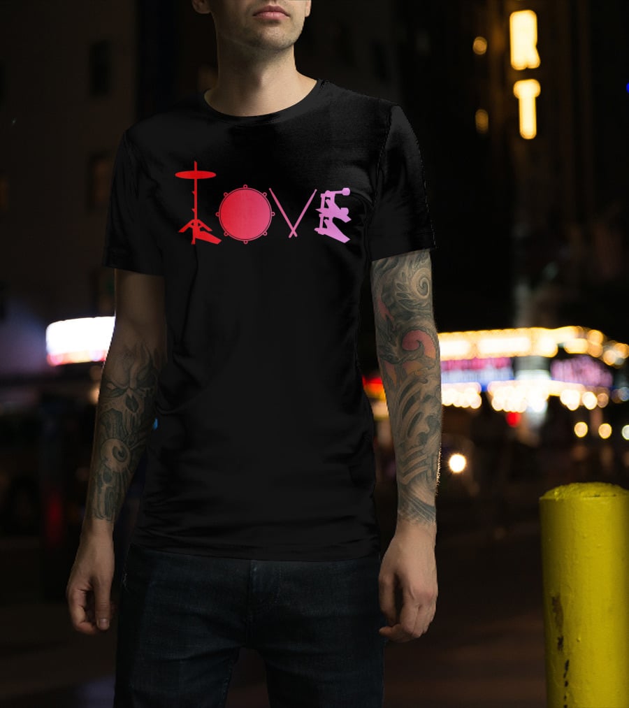 Love Valentines Day Drums Drum Set T-Shirt