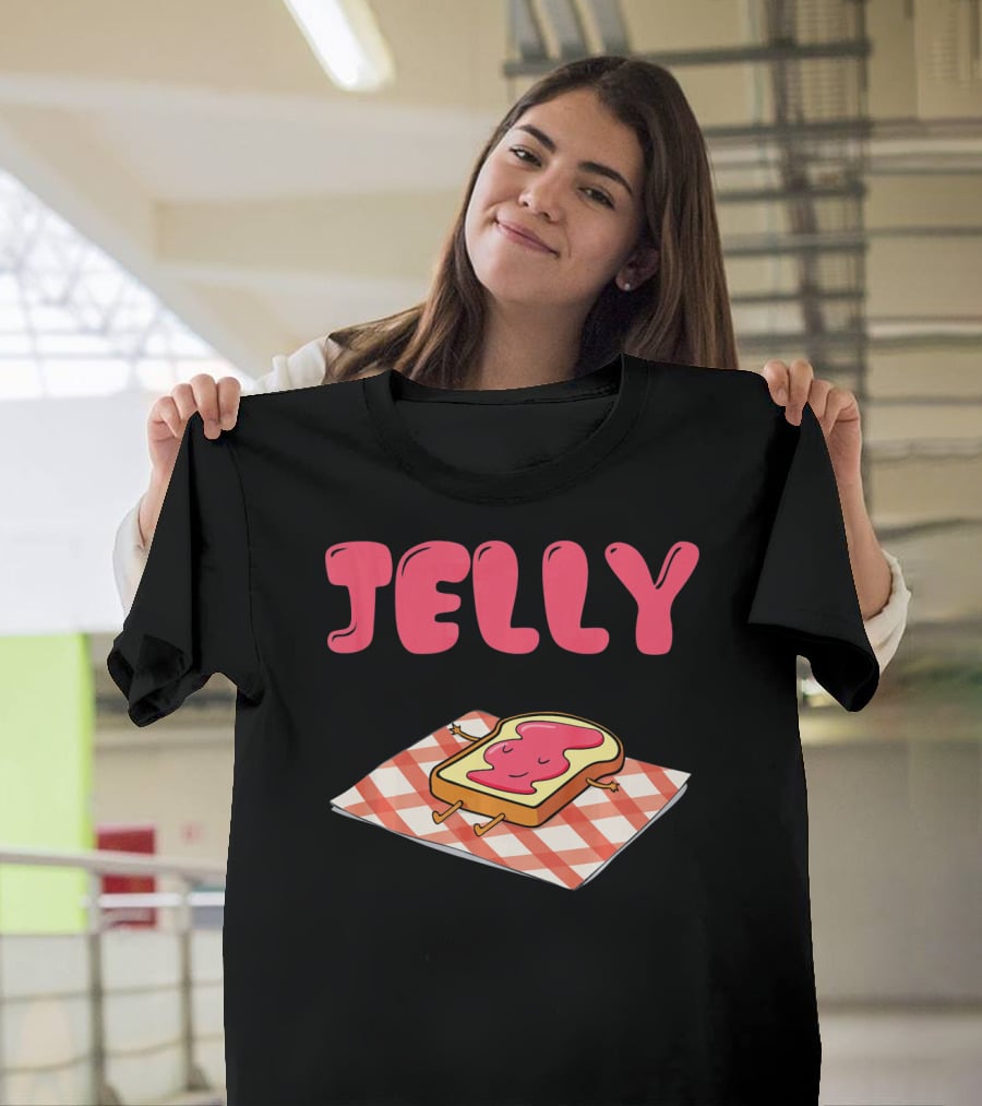 Jelly Sleeping On Toast With Red And White Checkered Blanket T-Shirt