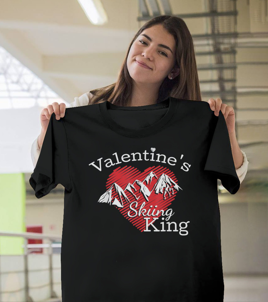 Valentine's Skiing King Across The Mountain T-Shirt