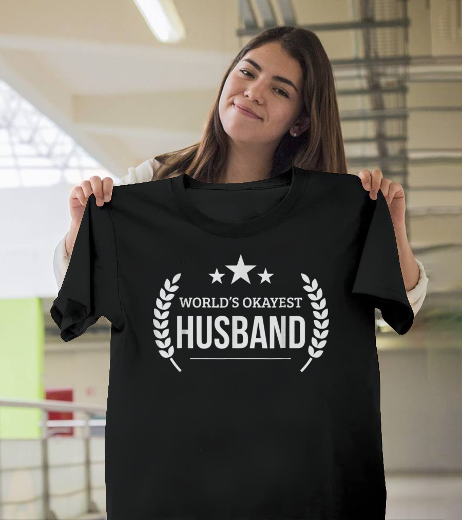 Men's World's Okayest Husband Laurel Star T-Shirt